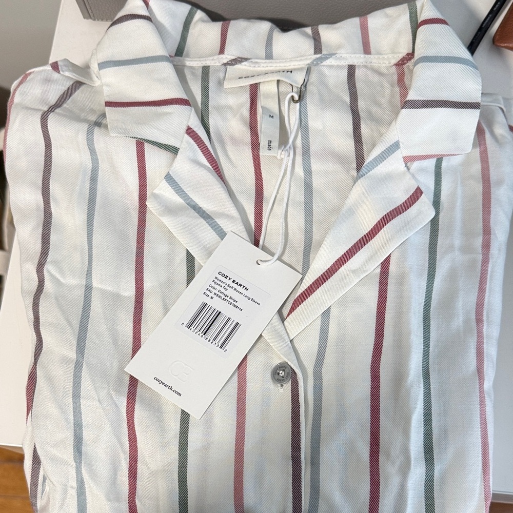 Cozy Earth Striped Pajama Set - White, Red, Green